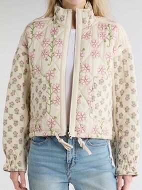 Blank NYC Floral Quilted Bomber Jacket